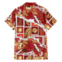 Hawaii Japanese Culture Red Family Matching Tank Maxi Dress and Hawaiian Shirt Spring Cranes Aloha Pattern