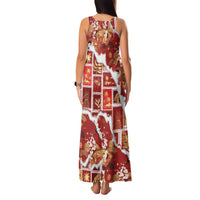 Hawaii Japanese Culture Red Family Matching Tank Maxi Dress and Hawaiian Shirt Spring Cranes Aloha Pattern