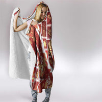 Hawaii Japanese Culture Red Hooded Blanket Spring Cranes Aloha Pattern