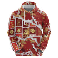 Hawaii Japanese Culture Red Hoodie Spring Cranes Aloha Pattern LT01 - Polynesian Pride