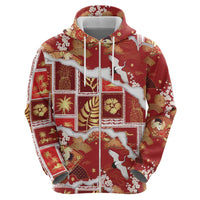 Hawaii Japanese Culture Red Hoodie Spring Cranes Aloha Pattern LT01 - Polynesian Pride