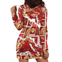 Hawaii Japanese Culture Red Hoodie Dress Spring Cranes Aloha Pattern LT01 - Polynesian Pride