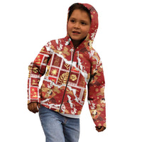 Hawaii Japanese Culture Red Kid Hoodie Spring Cranes Aloha Pattern LT01 - Polynesian Pride