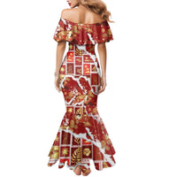Hawaii Japanese Culture Red Mermaid Dress Spring Cranes Aloha Pattern LT01 - Polynesian Pride