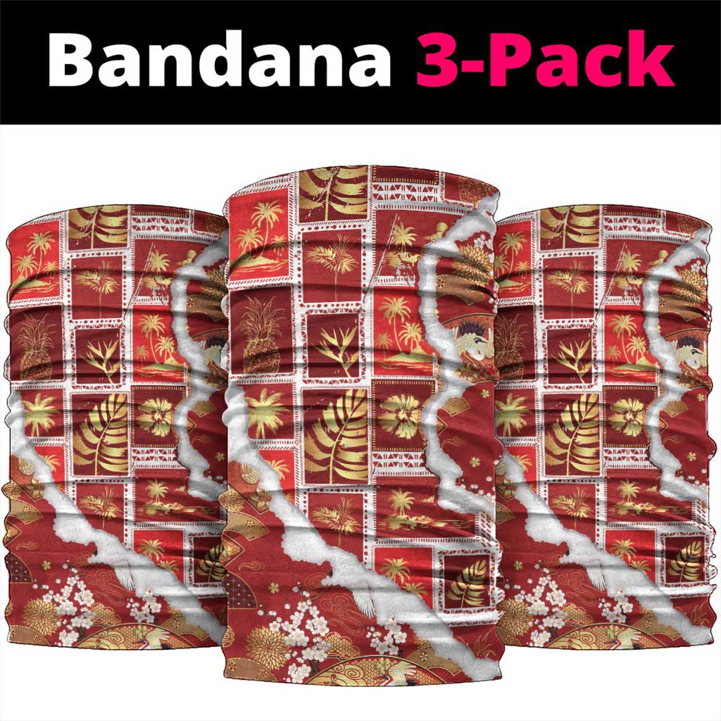 Hawaii Japanese Culture Red Neck Gaiter Spring Cranes Aloha Pattern LT01 package One Size: 25*50cm Red - Polynesian Pride