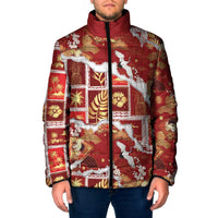 Hawaii Japanese Culture Red Padded Jacket Spring Cranes Aloha Pattern LT01 Men Red - Polynesian Pride