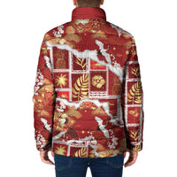 Hawaii Japanese Culture Red Padded Jacket Spring Cranes Aloha Pattern LT01 - Polynesian Pride