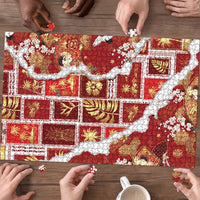 Hawaii Japanese Culture Red Puzzle Spring Cranes Aloha Pattern LT01 - Polynesian Pride