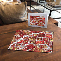 Hawaii Japanese Culture Red Puzzle Spring Cranes Aloha Pattern LT01 - Polynesian Pride