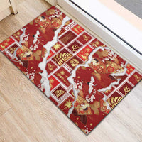 Hawaii Japanese Culture Red Rubber Doormat Spring Cranes Aloha Pattern LT01 - Polynesian Pride