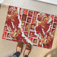 Hawaii Japanese Culture Red Rubber Doormat Spring Cranes Aloha Pattern LT01 - Polynesian Pride