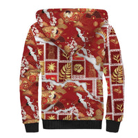 Hawaii Japanese Culture Red Sherpa Hoodie Spring Cranes Aloha Pattern LT01 - Polynesian Pride