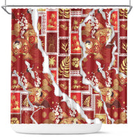 Hawaii Japanese Culture Red Shower Curtain Spring Cranes Aloha Pattern LT01 Red - Polynesian Pride