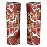 Hawaii Japanese Culture Red Skinny Tumbler Spring Cranes Aloha Pattern LT01 Red - Polynesian Pride