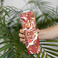 Hawaii Japanese Culture Red Skinny Tumbler Spring Cranes Aloha Pattern LT01 - Polynesian Pride