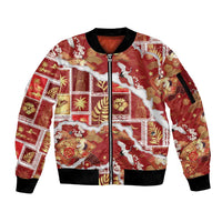 Hawaii Japanese Culture Red Sleeve Zip Bomber Jacket Spring Cranes Aloha Pattern LT01 Unisex Red - Polynesian Pride
