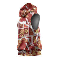 Hawaii Japanese Culture Red Sleeveless Hoodie Spring Cranes Aloha Pattern