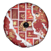 Hawaii Japanese Culture Red Spare Tire Cover Spring Cranes Aloha Pattern LT01 - Polynesian Pride