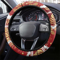Hawaii Japanese Culture Red Steering Wheel Cover Spring Cranes Aloha Pattern LT01 - Polynesian Pride