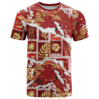 Hawaii Japanese Culture Red T Shirt Spring Cranes Aloha Pattern LT01 Red - Polynesian Pride