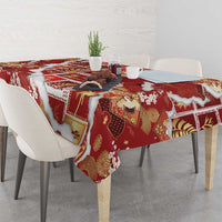 Hawaii Japanese Culture Red Tablecloth Spring Cranes Aloha Pattern LT01 - Polynesian Pride