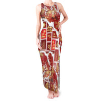 Hawaii Japanese Culture Red Tank Maxi Dress Spring Cranes Aloha Pattern LT01 Women Red - Polynesian Pride