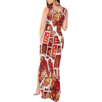 Hawaii Japanese Culture Red Tank Maxi Dress Spring Cranes Aloha Pattern LT01 - Polynesian Pride