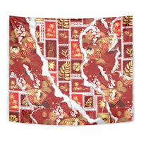 Hawaii Japanese Culture Red Tapestry Spring Cranes Aloha Pattern LT01 - Polynesian Pride