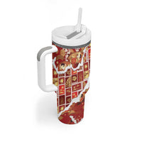 Hawaii Japanese Culture Red Tumbler With Handle Spring Cranes Aloha Pattern LT01 - Polynesian Pride