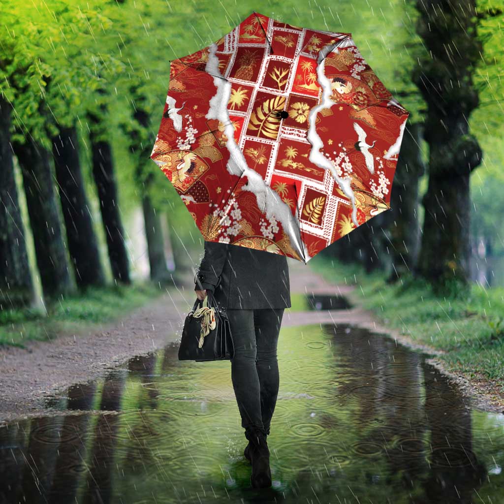 Hawaii Japanese Culture Red Umbrella Spring Cranes Aloha Pattern LT01 - Polynesian Pride