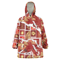 Hawaii Japanese Culture Red Wearable Blanket Hoodie Spring Cranes Aloha Pattern LT01 One Size Red - Polynesian Pride