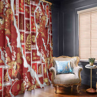 Hawaii Japanese Culture Red Window Curtain Spring Cranes Aloha Pattern LT01 - Polynesian Pride