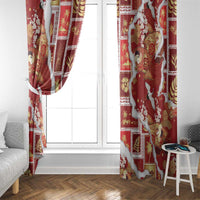 Hawaii Japanese Culture Red Window Curtain Spring Cranes Aloha Pattern LT01 - Polynesian Pride