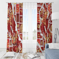 Hawaii Japanese Culture Red Window Curtain Spring Cranes Aloha Pattern LT01 - Polynesian Pride