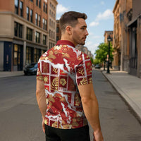 Hawaii Japanese Culture Red Zipper Polo Shirt Spring Cranes Aloha Pattern LT01 - Polynesian Pride