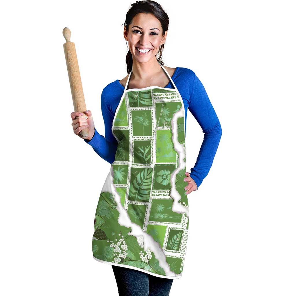 Hawaii Japanese Culture Sage Green Apron Spring Cranes Aloha Pattern LT01 - Polynesian Pride