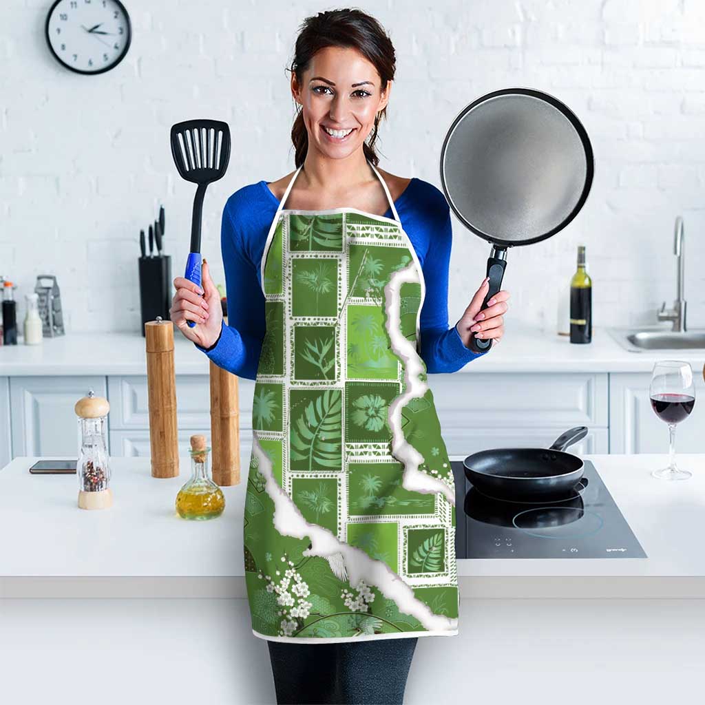 Hawaii Japanese Culture Sage Green Apron Spring Cranes Aloha Pattern LT01 - Polynesian Pride