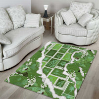 Hawaii Japanese Culture Sage Green Area Rug Spring Cranes Aloha Pattern