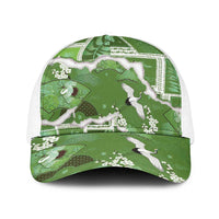 Hawaii Japanese Culture Sage Green Baseball Net Cap Spring Cranes Aloha Pattern LT01 One Size White Sage - Polynesian Pride