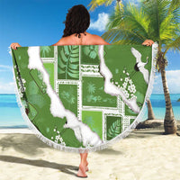 Hawaii Japanese Culture Sage Green Beach Blanket Spring Cranes Aloha Pattern LT01 - Polynesian Pride