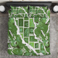 Hawaii Japanese Culture Sage Green Bedding Set Spring Cranes Aloha Pattern LT01 Sage - Polynesian Pride
