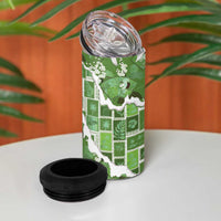 Hawaii Japanese Culture Sage Green 4 in 1 Can Cooler Tumbler Spring Cranes Aloha Pattern LT01 - Polynesian Pride