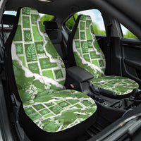Hawaii Japanese Culture Sage Green Car Seat Cover Spring Cranes Aloha Pattern