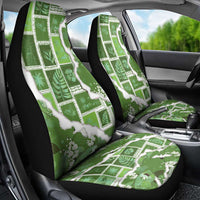 Hawaii Japanese Culture Sage Green Car Seat Cover Spring Cranes Aloha Pattern