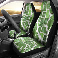 Hawaii Japanese Culture Sage Green Car Seat Cover Spring Cranes Aloha Pattern