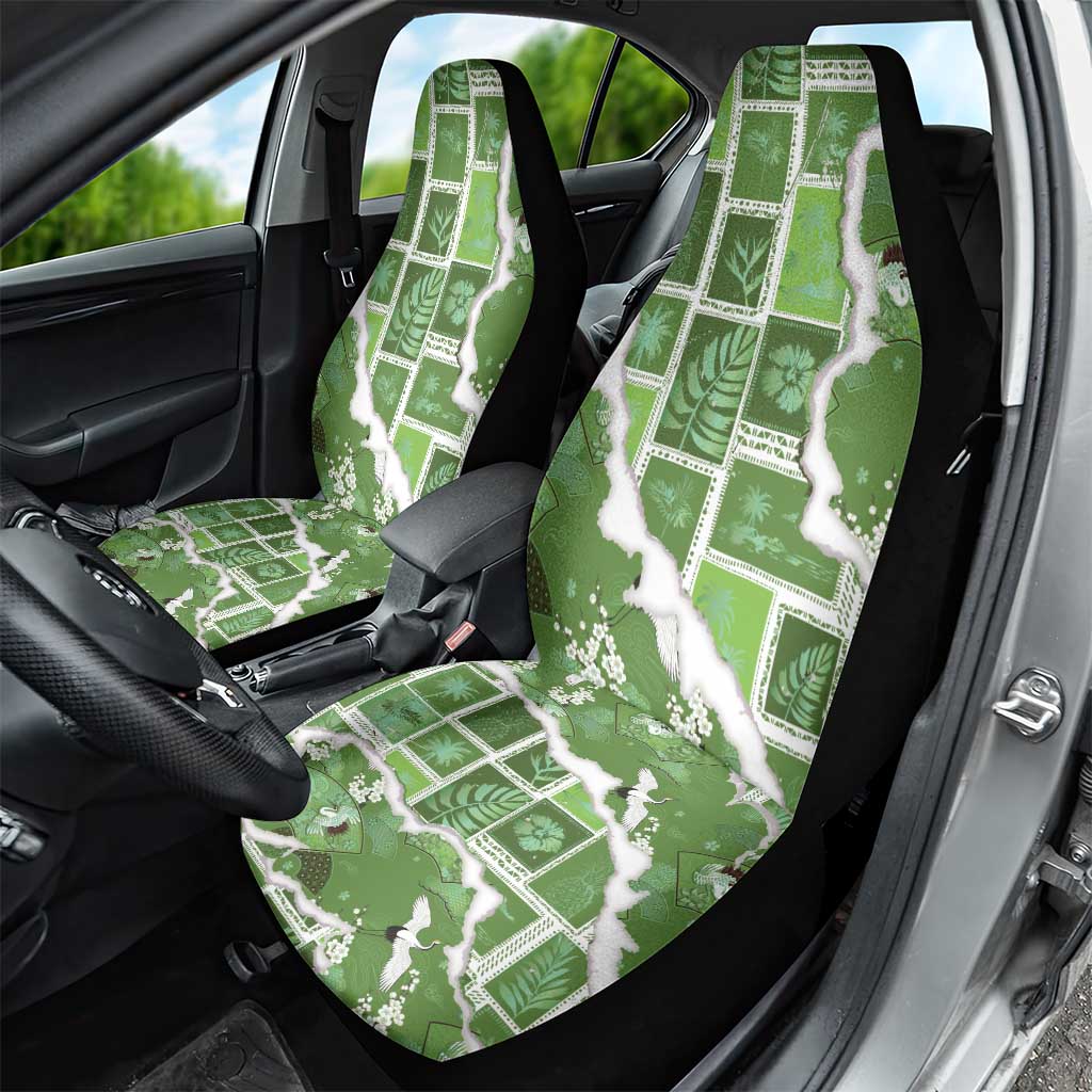 Hawaii Japanese Culture Sage Green Car Seat Cover Spring Cranes Aloha Pattern