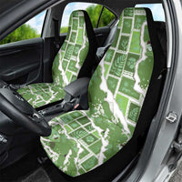 Hawaii Japanese Culture Sage Green Car Seat Cover Spring Cranes Aloha Pattern