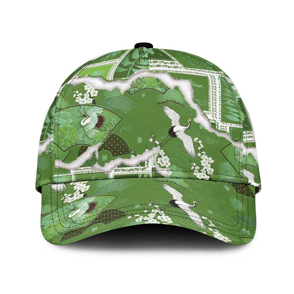 Hawaii Japanese Culture Sage Green Classic Cap Spring Cranes Aloha Pattern LT01 Universal Fit Sage - Polynesian Pride