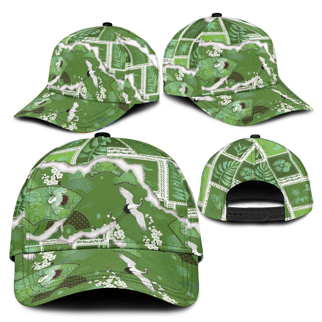 Hawaii Japanese Culture Sage Green Classic Cap Spring Cranes Aloha Pattern LT01 - Polynesian Pride