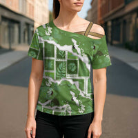 Hawaii Japanese Culture Sage Green Cross Shoulder Shirt Spring Cranes Aloha Pattern LT01 - Polynesian Pride